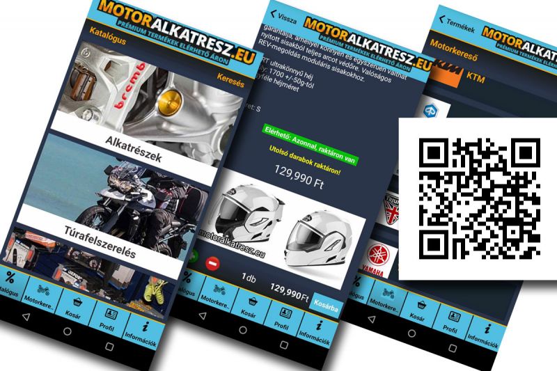 Motoralkatrész.eu mobil applikáció