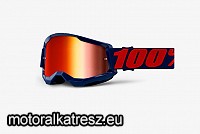 100% Strata2 kék védőszemüveg piros színű tükrös lencsével (cross/enduro/ATV/quad) 50028-00008