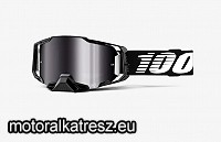 100% Armega fekete védőszemüveg tükrös ezüst lencsével (cross/enduro/ATV/quad) 50710-001-02 (1 db)