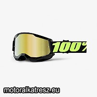 100% Strata2 fekete-uv védőszemüveg arany színű tükrös lencsével (cross/enduro/ATV/quad) 50028-00012
