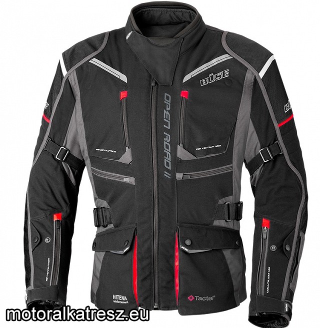 Büse Open Road II férfi túrakabát fekete-piros hosszított fazon L(52/Z106)