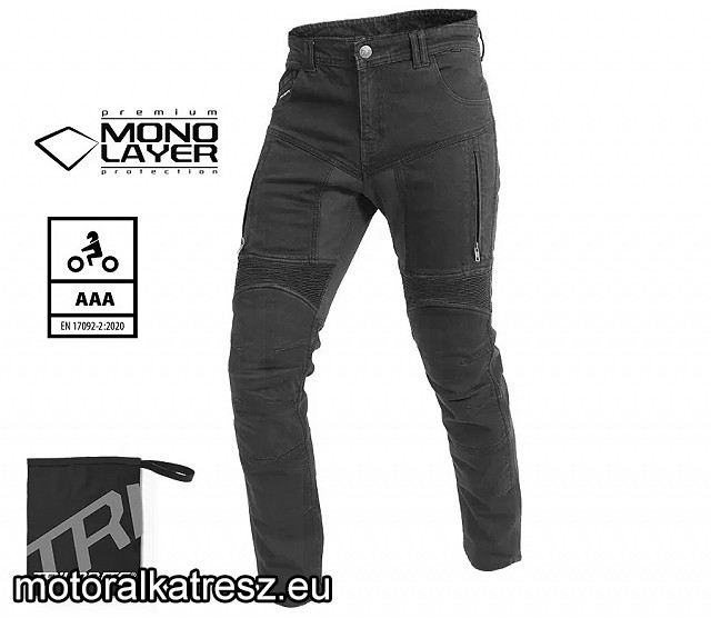 Trilobite Parado Monolayer fekete színű motoros farmernadrág, slim fit, AAA, 38