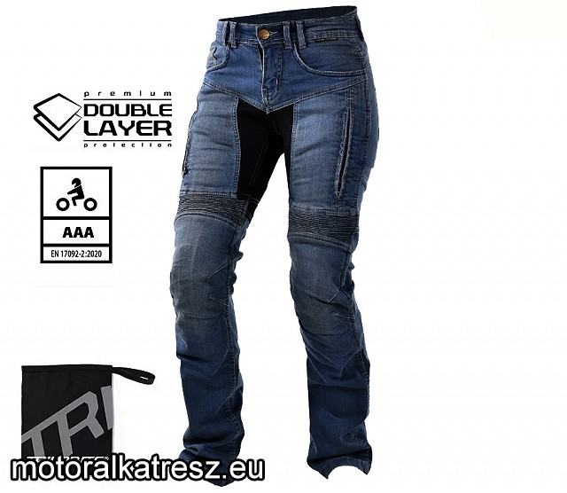 Trilobite Parado Doublelayer női kék színű motoros farmernadrág, slim fit, AAA, 26