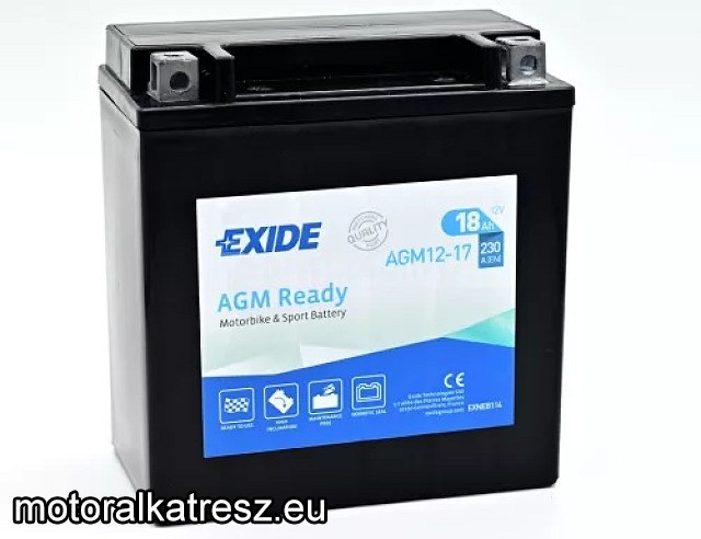 Exide AGM 12-17 akkumulátor (360°-ban forgatható, YTX20CH-BS, YTX20CH-4, YTX16-BS/YTX16-BS-1 helyett)