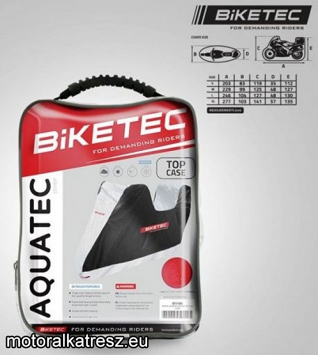 Biketec Aquatec kültéri vízálló S motortakaró ponyva hátsó dobozos motorokhoz BT3184